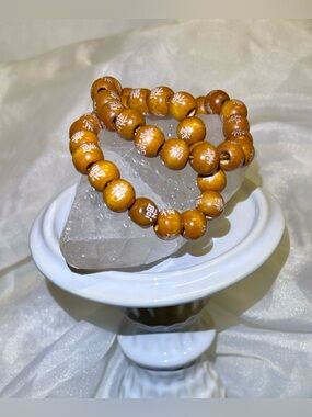 VTG Organic Kuka Wood Micro Prayer, Blessing Bracelet Set, Engraved-Fu, Lu, Shou